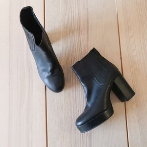 Black Leather Heel Boots - Little Burgundy